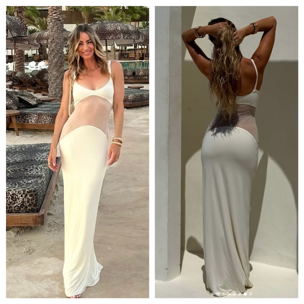 White Sheer Panel Maxi Dress - Picture 12 of 12